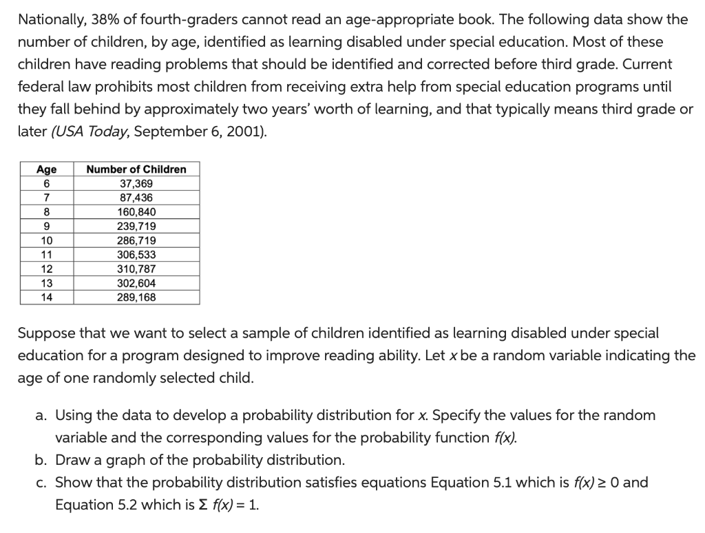 Nationally 38 Of Fourth Graders Cannot Read An Age Appropriate Book The Following Data Show The Number Of Children B 1
