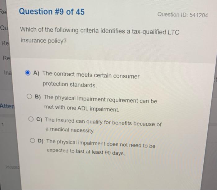 En Question 1 Of 45 What Exists Between Two States When A Person With A Partnership Policy Can Move To Another State Af 5