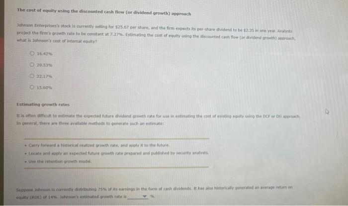 The Cost Of Equity Using The Discounted Cash Flow Or Dividend Growth Porach Hon Is Forced To 55 Defense To Become The Co 2