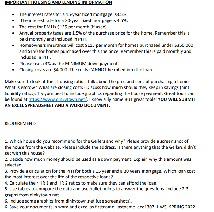 Important Housing And Lending Information The Interest Rates For A 15 Year Fixed Mortgage Is3 5 The Interest Rate Fo 1