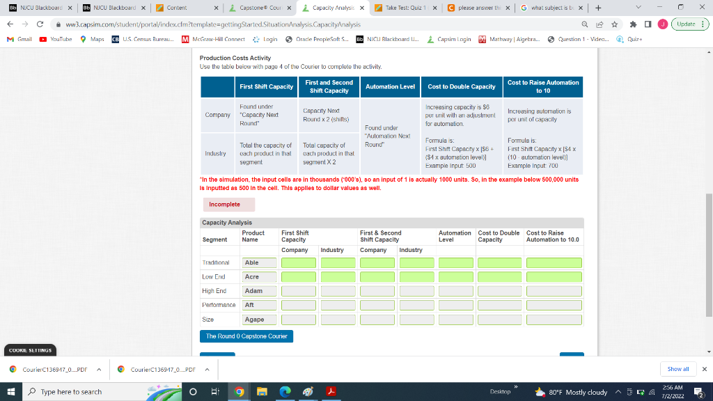 Bb Njcu Blackboard X Bb Njcu Blackboard X Content Capacity Analysis X Analysis Capacityanalysis Ww3 Capsim Com Student P 1
