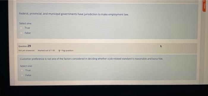 Question 23 Not Yet Answered Marked Out Of 1 00 Pflag Question It Is Acceptable To Ask A Job Applicant If She Is Legally 4