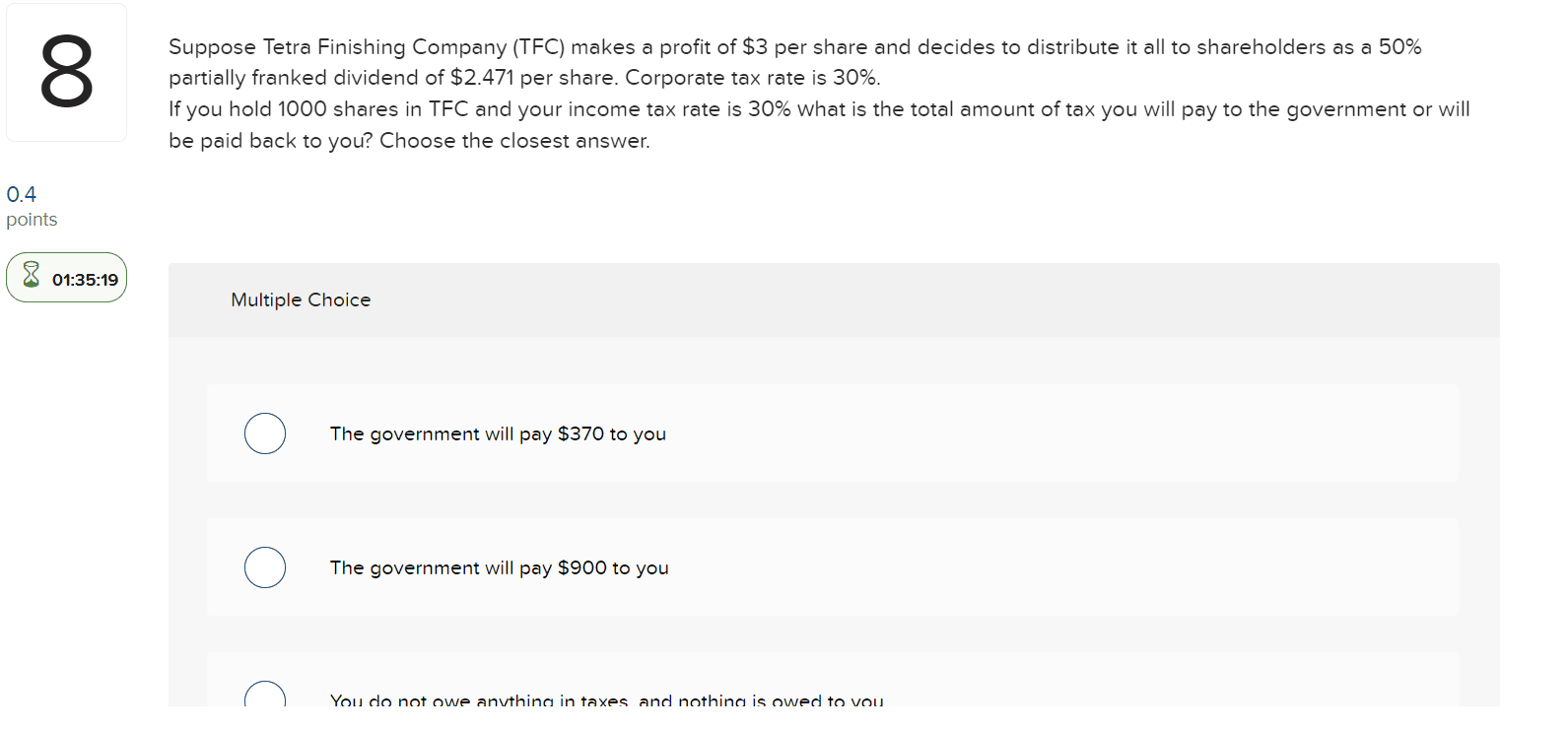 00 Suppose Tetra Finishing Company Tfc Makes A Profit Of 3 Per Share And Decides To Distribute It All To Shareholders 1