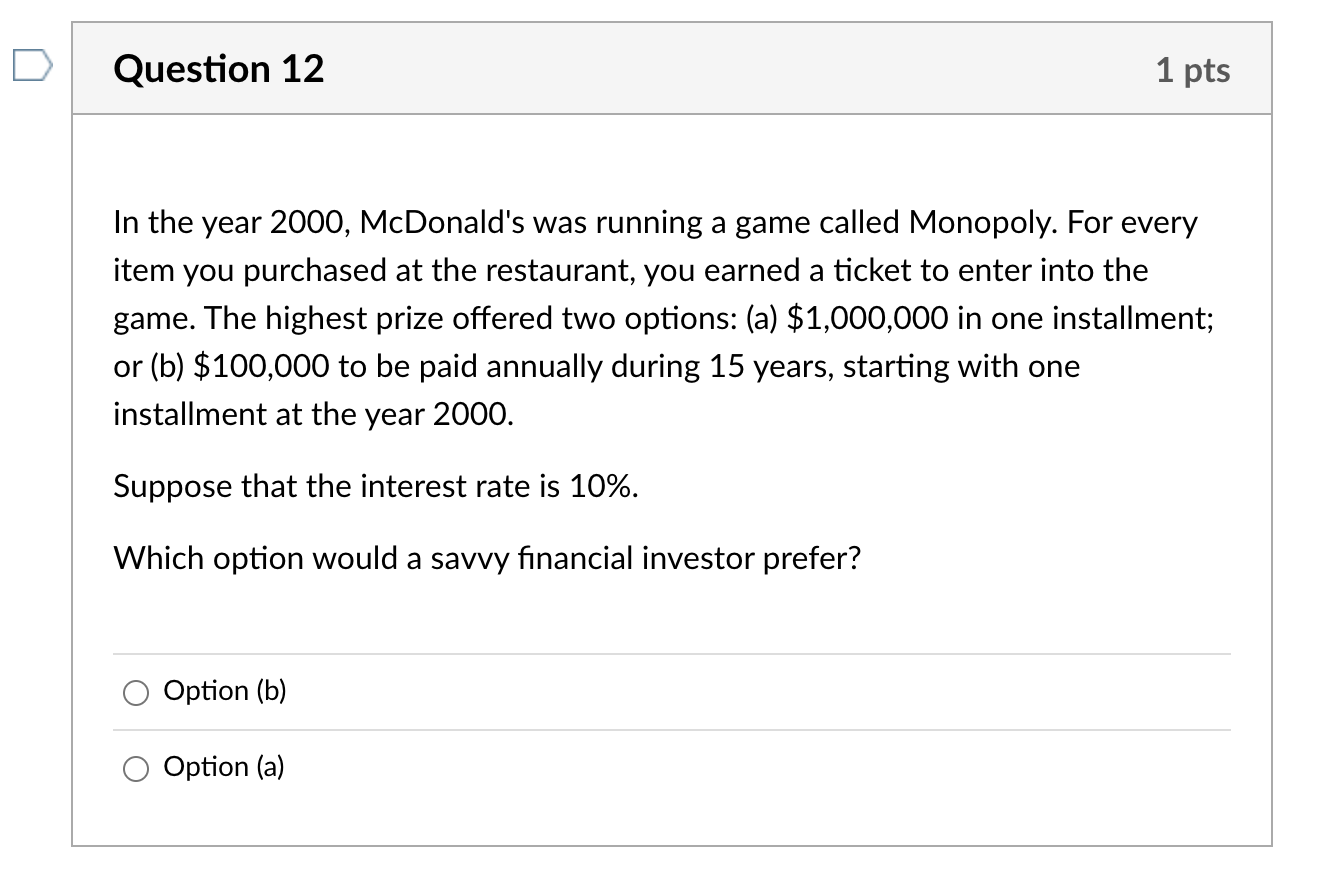 Question 12 In The Year 2000 Mcdonald S Was Running A Game Called Monopoly For Every Item You Purchased At The Restaur 1