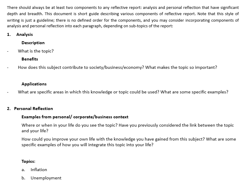 There Should Always Be At Least Two Components To Any Reflective Report Analysis And Personal Reflection That Have Sign 1