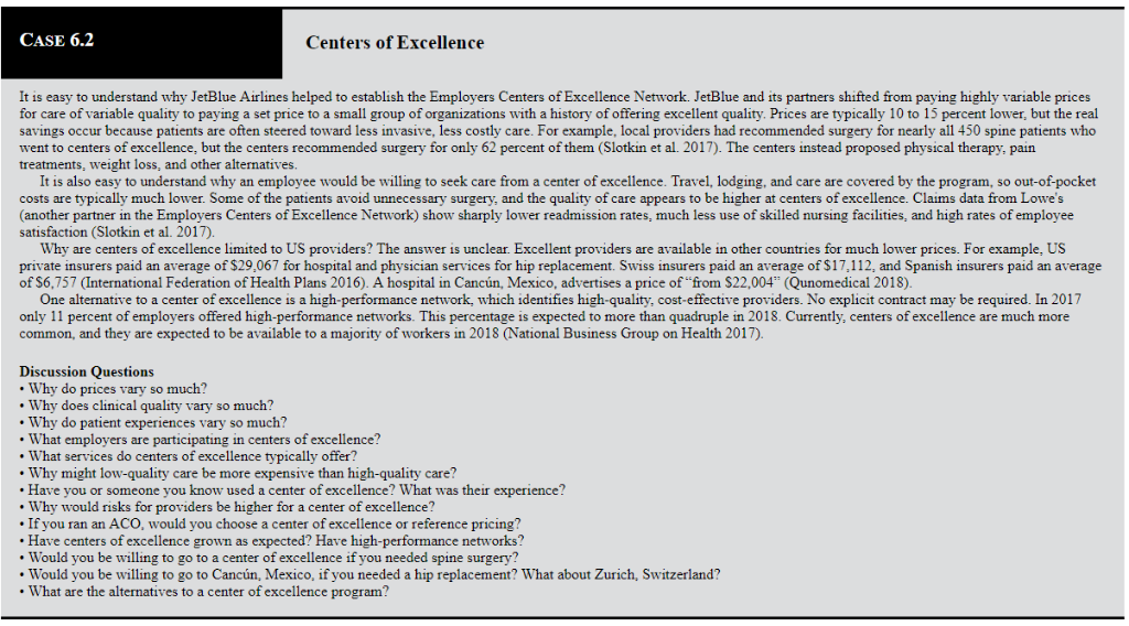 Case 6 2 Centers Of Excellence It Is Easy To Understand Why Jetblue Airlines Helped To Establish The Employers Centers O 1
