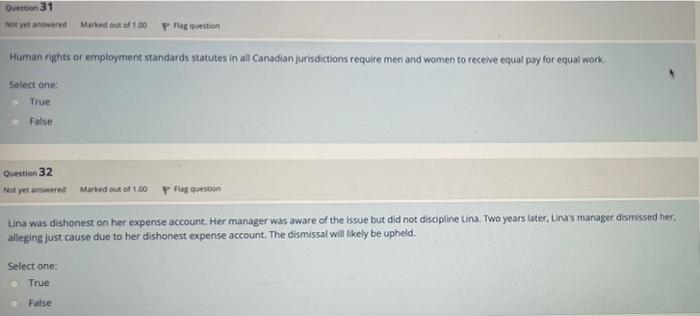 Not Yet Answered Marked Out Of 1 00 P Flag Question An Employer May Ask An Employee To Perform Work That Another Employe 3