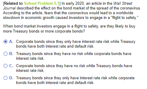 Related To Solved Problem 5 1 In Early 2020 An Article In The Wall Street Journal Described The Effect On The Bond Ma 1