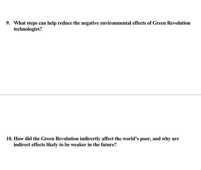 9 What Steps Can Help Reduce The Negative Environmental Effects Of Green Revolution Technologies 10 How Did The Green 1