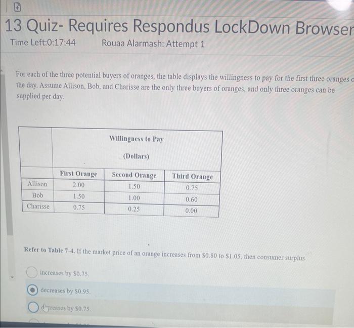 13 Quiz Requires Respondus Lockdown Browser Time Left 0 17 44 Rouaa Alarmash Attempt 1 For Each Of The Three Potential 1