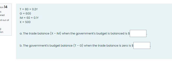 Ion 14 Et Ered D Out Of 3 Ion T 80 0 2y G 600 Im 60 0 1y X 500 A The Trade Balance X Im When The Governme 1