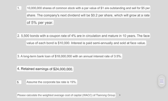 1 10 000 000 Shares Of Common Stock With A Par Value Of 1 Are Outstanding And Sell For 5 Per Share The Company S Nex 4
