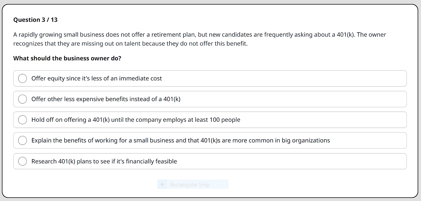 I Need Help With The Following Questions For A Human Resource Compensation Benefit Assessment Thank You 1
