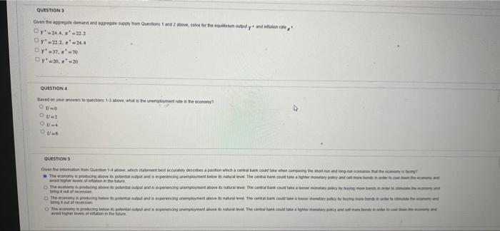 Question 3 Given The Appregate Demand And Aggregate Supply Tham Questions 1 And 2 Above Solve For The Equilibrium Outpu 1