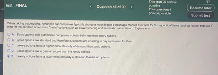 Test Final In The Figure At Right Along Which Range Would The Demand For This Good Be Most Elastic Oa Between Point 3