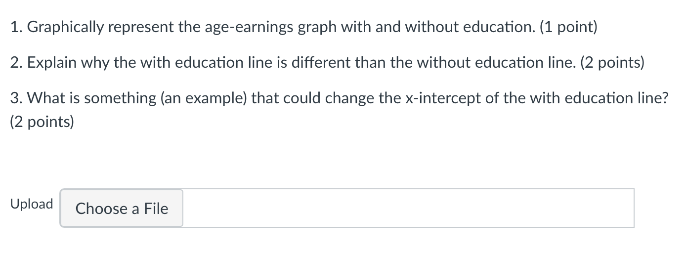 1 Graphically Represent The Age Earnings Graph With And Without Education 1 Point 2 Explain Why The With Education 1