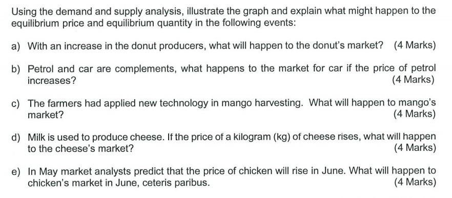 Using The Demand And Supply Analysis Illustrate The Graph And Explain What Might Happen To The Equilibrium Price And Eq 1