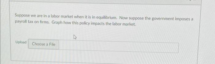 Suppose We Are In A Labor Market When It Is In Equilibrium Now Suppose The Government Imposes A Payroll Tax On Firms G 1