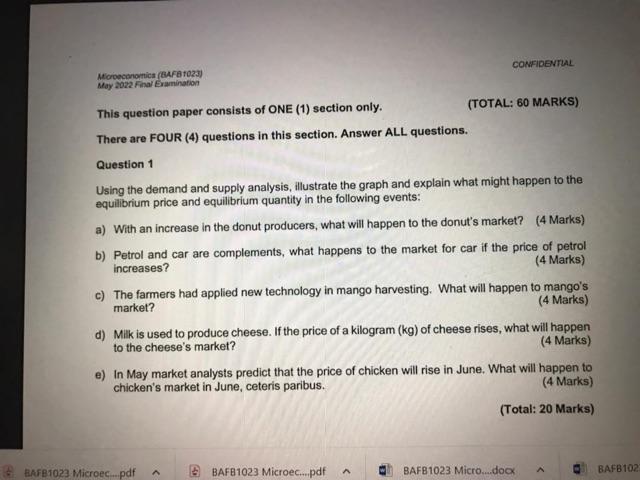 Microeconomica Bafb1023 May 2022 Final Examination This Question Paper Consists Of One 1 Section Only There Are Fou 1