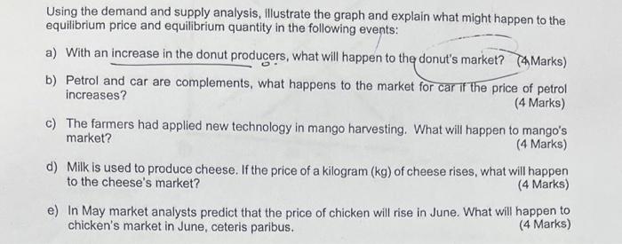 Using The Demand And Supply Analysis Illustrate The Graph And Explain What Might Happen To The Equilibrium Price And Eq 1