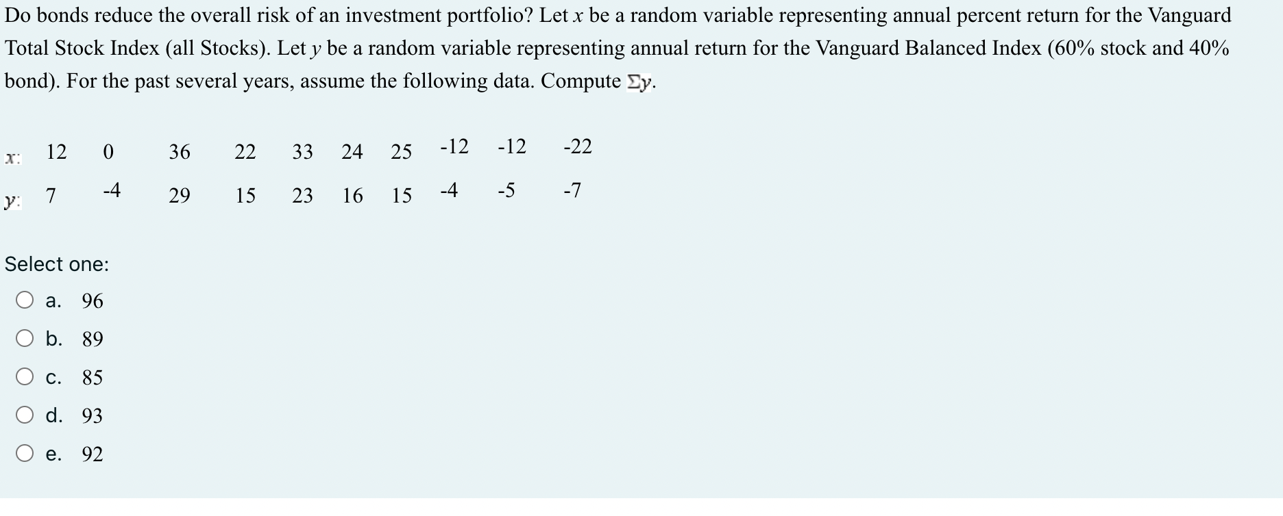 Do Bonds Reduce The Overall Risk Of An Investment Portfolio Let X Be A Random Variable Representing Annual Percent Retu 1