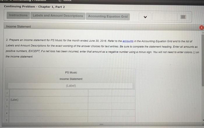 Chapter 1 Continuing Problem Ebook Continuing Problem Chapter 1 Part 2 Instructions Labels And Amount Descriptions In 4