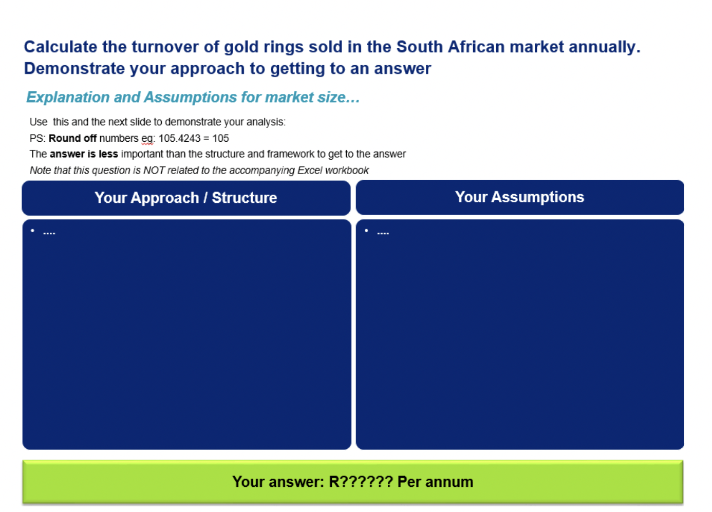 Calculate The Turnover Of Gold Rings Sold In The South African Market Annually Demonstrate Your Approach To Getting To 1