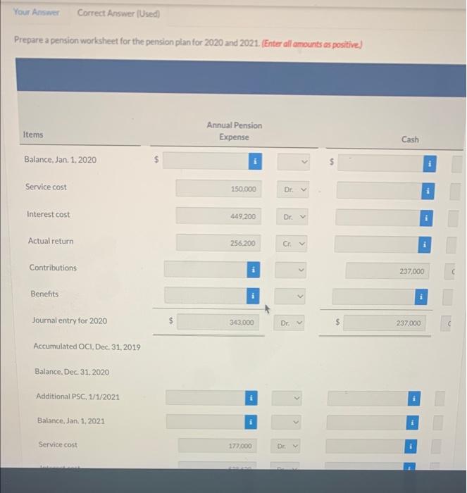 Current Attempt In Progress On January 1 2020 Cheyenne Company Has The Following Defined Benefit Pension Plan Balances 2