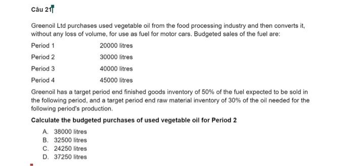 Cau 21 Greenoil Ltd Purchases Used Vegetable Oil From The Food Processing Industry And Then Converts It Without Any Los 1