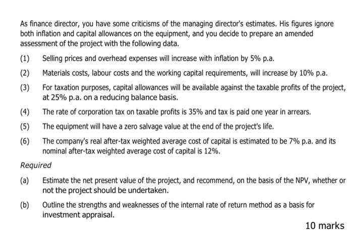 Bridgeford Bridgeford Is Considering Whether Or Not To Invest In The Development Of A New Product Which Would Have An E 2