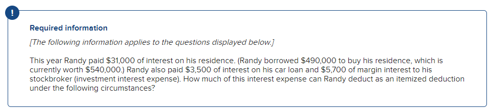 Required Information The Following Information Applies To The Questions Displayed Below This Year Randy Paid 31 000 1