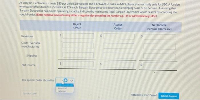 At Bargain Electronics It Costs 35 Per Unit 18 Variable And 17 Fixed To Make An Mp3 Player That Normally Sells For 1