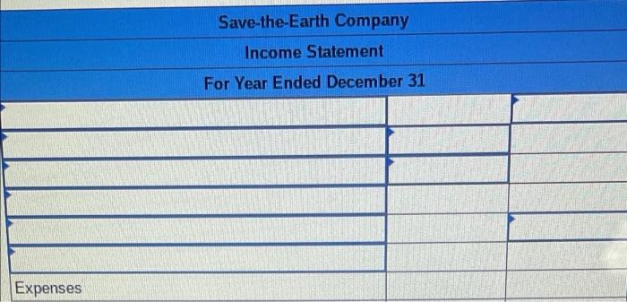Save The Earth Company Reports The Following Income Statement Accounts For The Year Ended December 31 Sales Discounts O 3
