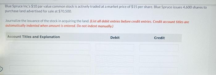 Blue Spruce Inc S 10 Par Value Common Stock Is Actively Traded At A Market Price Of 15 Per Share Blue Spruce Issues 1