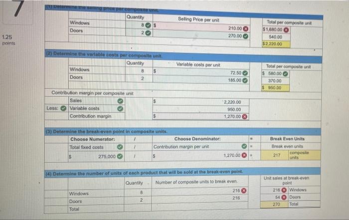 Exercise 18 22 Cvp Analysis Using Composite Units Lo P4 Handy Home Sells Windows And Doors In The Ratio Of 8 2 Windows 2