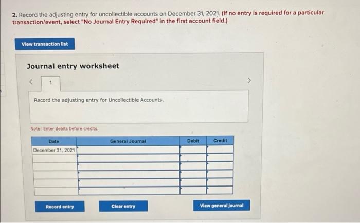 Mercy Hospital Has The Following Balances On December 31 2021 Before Any Adjustment Accounts Receivable 50 000 Al 2