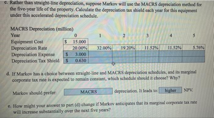 Investment Million Useful Life Tax Rate 15 5 21 A What Is The Annual Depreciation Expense Associated With This Equ 2