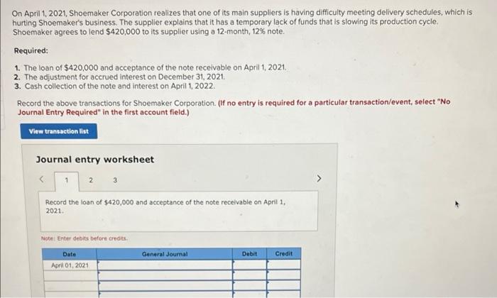 On April 1 2021 Shoemaker Corporation Realizes That One Of Its Main Suppliers Is Having Difficulty Meeting Delivery Sc 1