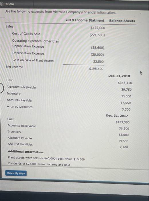 Ebook Use The Following Excerpts From Victrolia Company S Financial Information Sales Cost Of Goods Sold Operating Expe 1