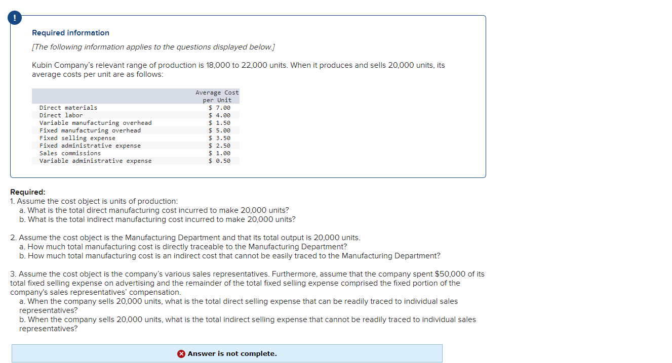 Required Information The Following Information Applies To The Questions Displayed Below Kubin Company S Relevant Ra 1