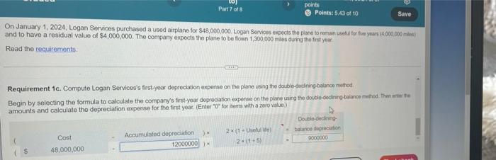 Cost 48 000 000 Part 7 Of 8 On January 1 2024 Logan Services Purchased A Used Airplane For 48 000 000 Logan Services 1