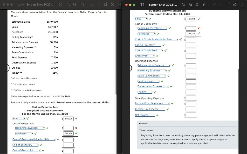 M The Data Shown Were Obtained From The Financial Records Of Italian Exports Inc For March Screen Shot 2022 Esti 1