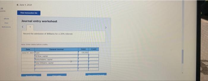 Problem 11 6a Partnership Entries Profit Allocation Admission Of A Partner Lo2 3 4 On June 1 2020 Jill Bow And Ais 3