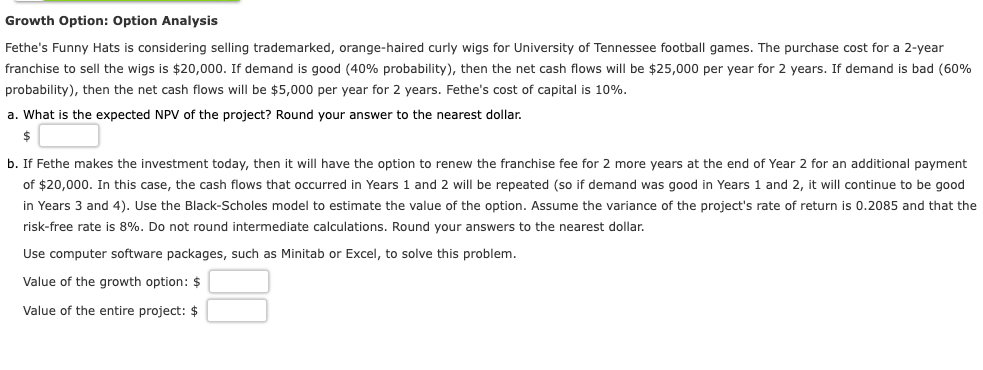 Growth Option Option Analysis Fethe S Funny Hats Is Considering Selling Trademarked Orange Haired Curly Wigs For Unive 1