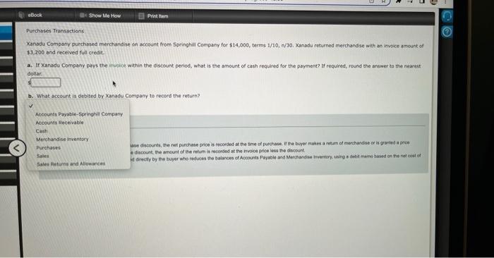 Ebook Show Me How Purchases Transactions Xanadu Company Purchased Merchandise On Account From Springhill Company For 14 1