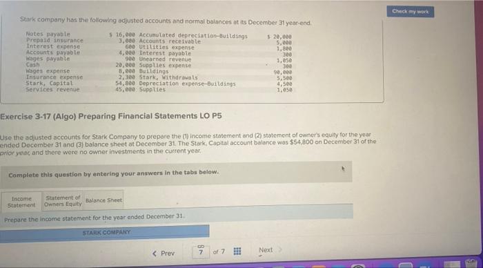 Stark Company Has The Following Adjusted Accounts And Normal Balances At Its December 31 Year End 16 000 Accumulated 1
