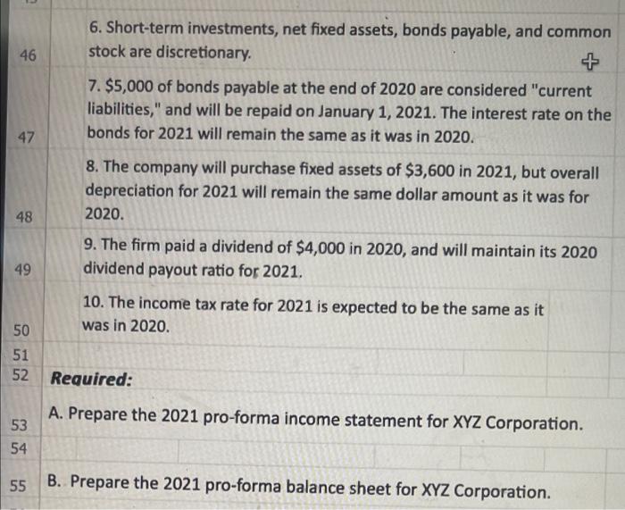 1 Xyz Corporation Published The Following Information In Its Financial Statements For Its 2020 Annual Report Abc Corpor 2