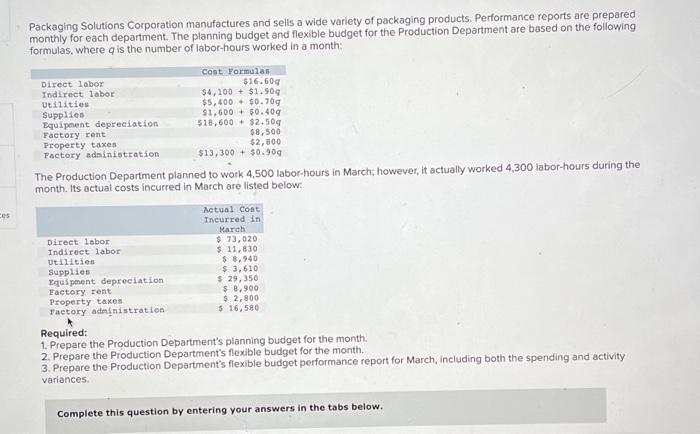 Ces Packaging Solutions Corporation Manufactures And Sells A Wide Variety Of Packaging Products Performance Reports Are 1