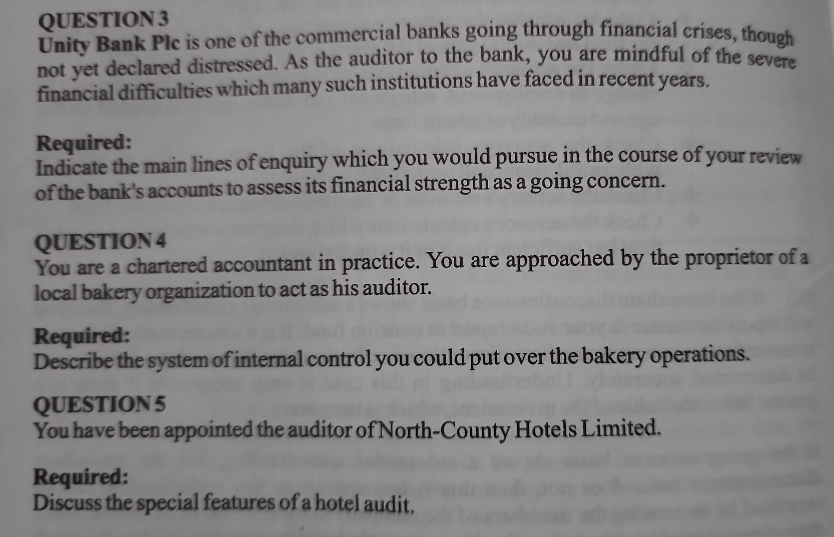 Question 3 Unity Bank Ple Is One Of The Commercial Banks Going Through Financial Crises Though Not Yet Declared Distres 1