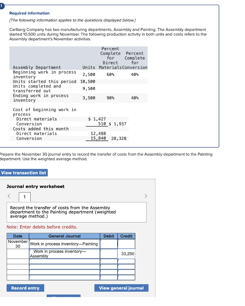 Required Information The Following Information Applies To The Questions Displayed Below Carlberg Company Has Two Ma 1